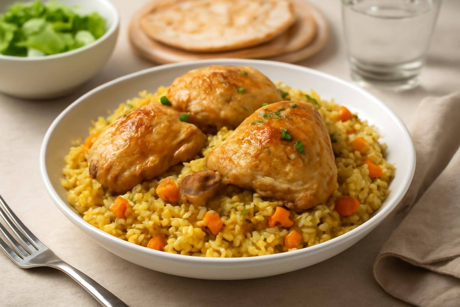 صورة توضيحية حول طبخات دجاج ورز سهلة