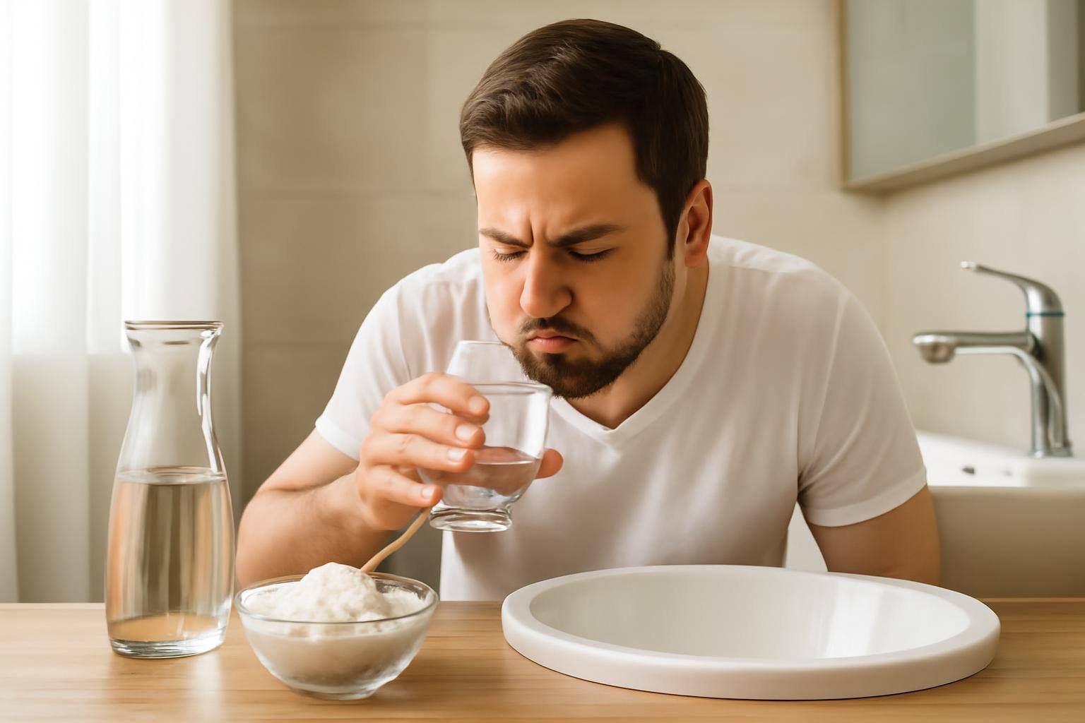 صورة توضيحية حول المضمضة بالماء والملح